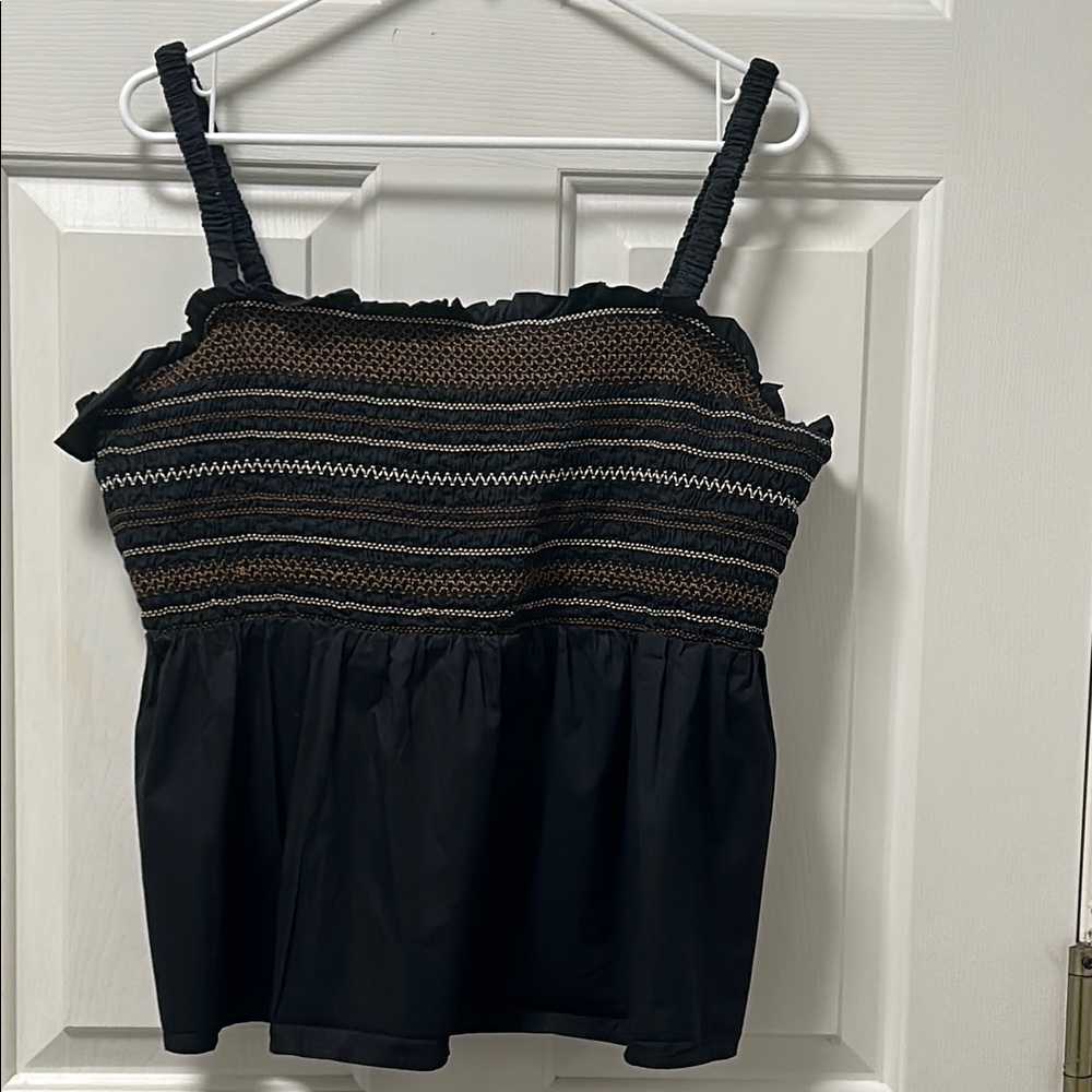 Old Navy Black and Brown Smocked Babydoll Women's Top Size XXL